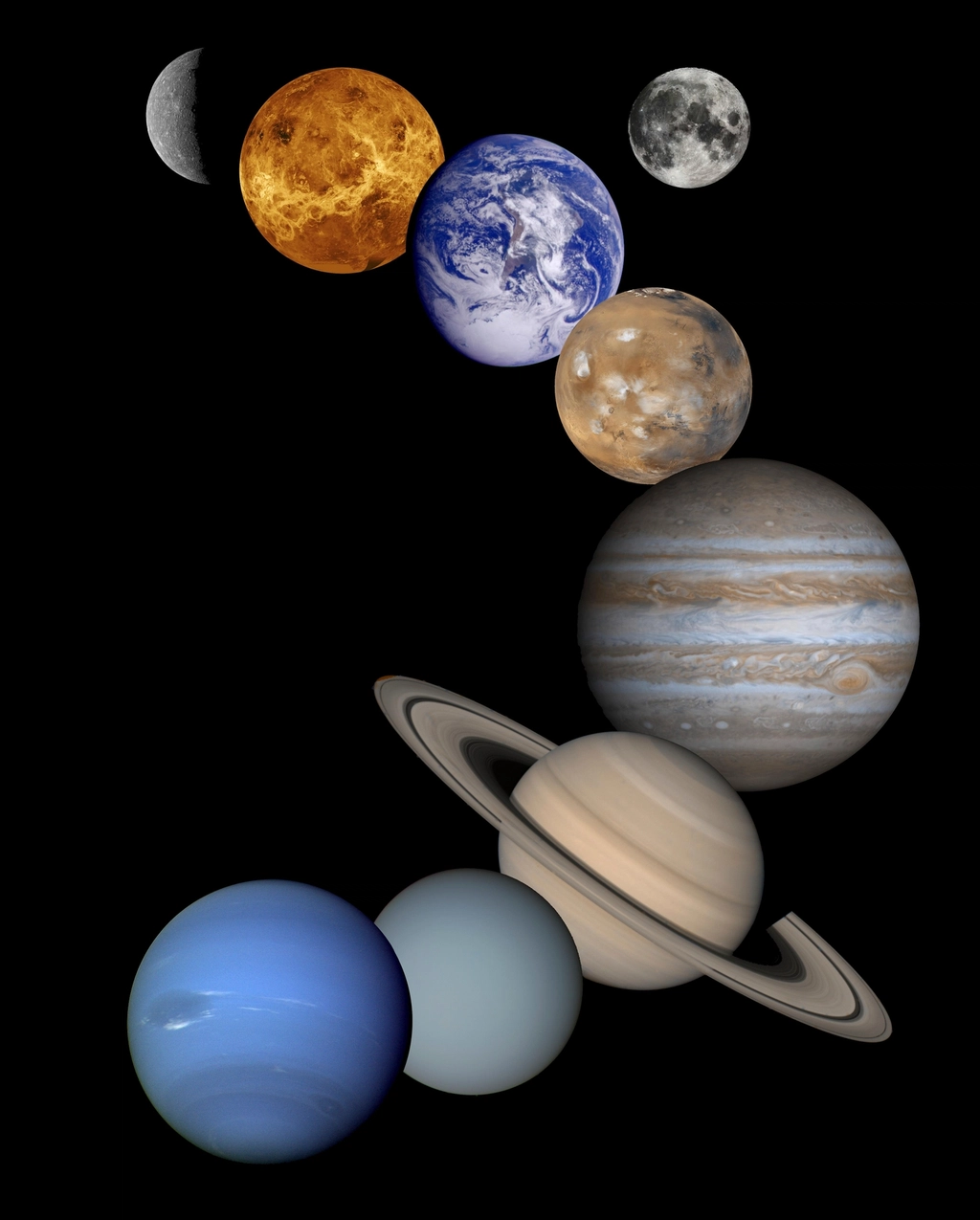 Free solar system, black background